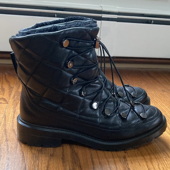 Aquatalia Black Quilted Sherling Lace-Up Boots size 9.5 - Picture 5 of 13